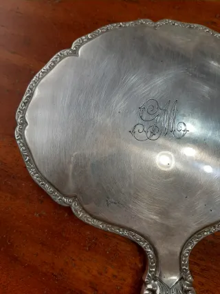 Espejo de tocador antiguo plateado