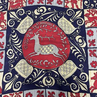 Foulard Hermès blu/rosso Manca dí etichetta marchi