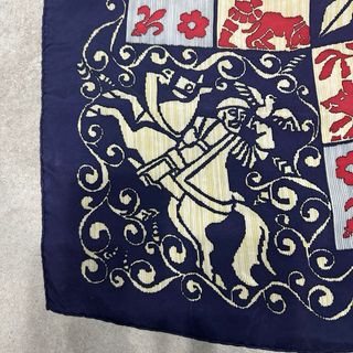 Foulard Hermès blu/rosso Manca dí etichetta marchi