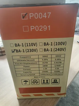 Bomba de vacío 1 etapa 1 solo uso, como nueva