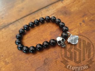 Bracciale Harley Davidson pietre nero lucido