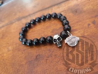 Bracciale Harley Davidson pietre nero lucido