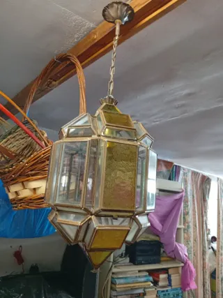 Farol artesanal metal y cristal estilo Granadino