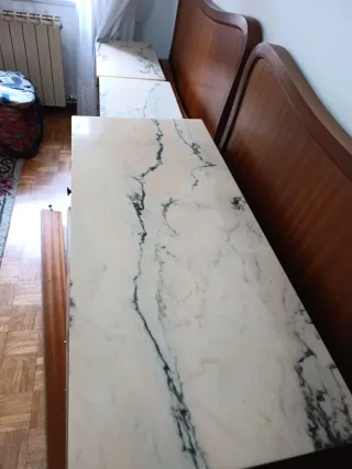 Conjunto Mesitas y Cómoda Madera y Mármol