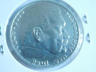 5 Reichsmark Plata (900%) 1936 D Hindenburg