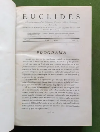 Revista Euclides.  Números 1 al 22. 1941 - 1942
