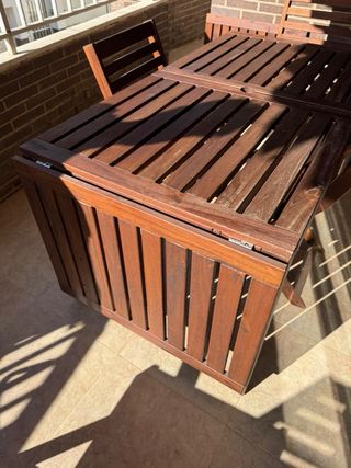 Mesa y 4 Sillas de Madera Exterior Ikea