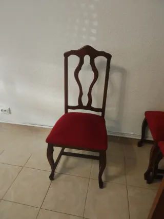 Mesa libro extensible y 6 sillas madera