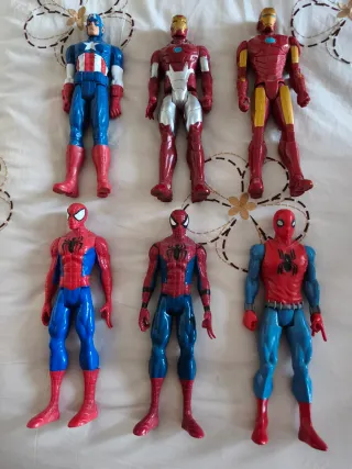 Lote Figuras Marvel Capitán América, Iron Man, Spi