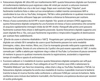 Macchina Fotografica Digitale 4K 64MP WiFi
