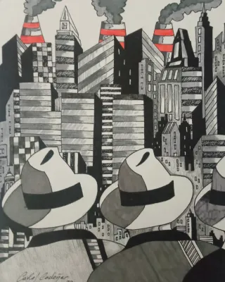 Serie di stampe artistiche Sombreros y Ciudades