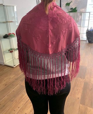 Mantoncillo Flamenco Rosa + Flor Nuevos a estrenar