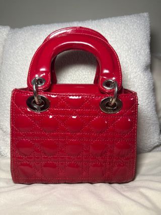 Borsa a mano elegante Dior in pelle scamosciata rossa