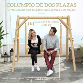 Banco Columpio Jardín Madera 2 Plazas