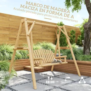 Banco Columpio Jardín Madera 2 Plazas