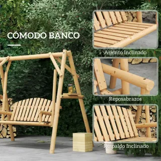 Banco Columpio Jardín Madera 2 Plazas