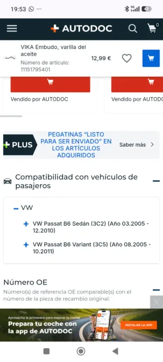 Tubo aceite Volkswagen Passat