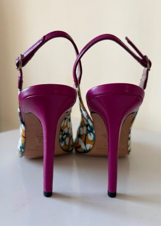 Sandalias Pura López Tacon Flores Morado Talla 38