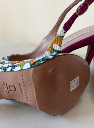 Sandalias Pura López Tacon Flores Morado Talla 38
