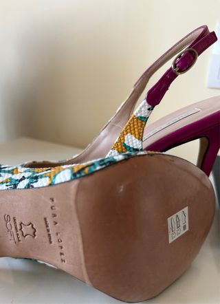 Sandalias Pura López Tacon Flores Morado Talla 38