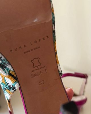 Sandalias Pura López Tacon Flores Morado Talla 38