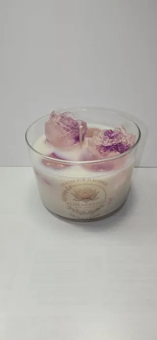 Vela Aromática Cristal Teal y Blanca