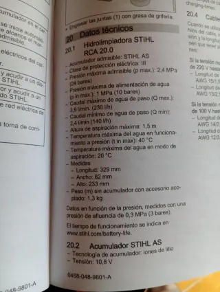 Hidrolavadora Stihl RCA 20.0 a Batería