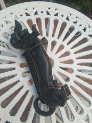 Perro salchicha forja antiguo sujetapuertas