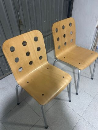 Pareja Sillas Diseño Madera y Metal