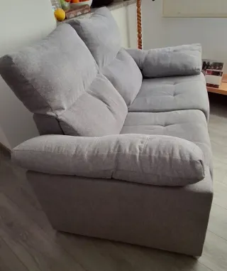 Sofá 2 plazas gris tela