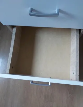 Escritorio juvenil blanco y roble, ya desmontado