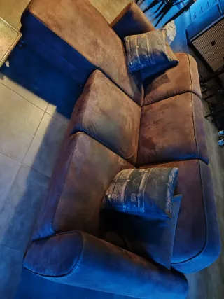 Sofá Chaislongue Piel Vuelta Vintage Marrón