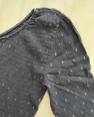 Top manga larga azul marino