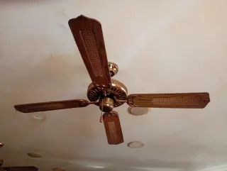 Dos Ventiladores de techo madera y bronce