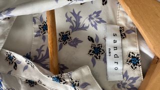 Vestido Sandro Seda Estampado Corazones Azul