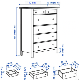 Cómoda 6 cajones madera HEMNES IKEA
