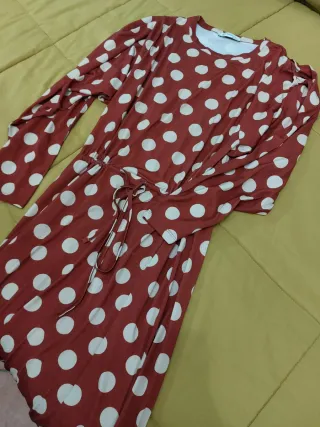 Vestito Zara pois marrone e begie