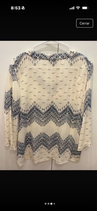 Camisola VILA lino blanco/azul