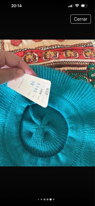 Conjunto gorro y pañuelo estampado vintage 70s