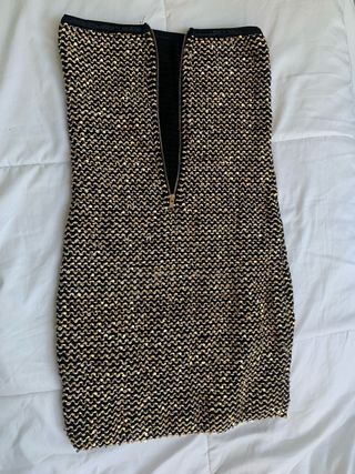 Vestido lentejuelas dorado y negro