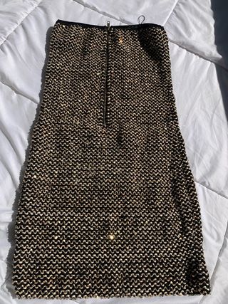 Vestido lentejuelas dorado y negro