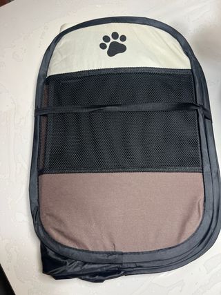 Parque plegable para perros beige y marrón