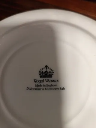 Pareja Platos Ingleses Cerámica Azul Blanco