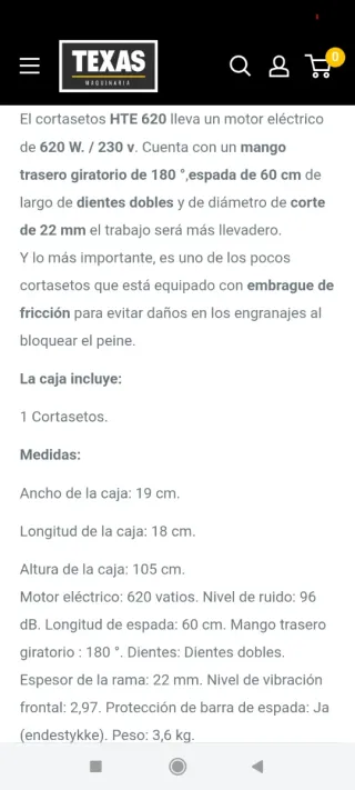 Cortasetos Eléctrico Texas HTE 620