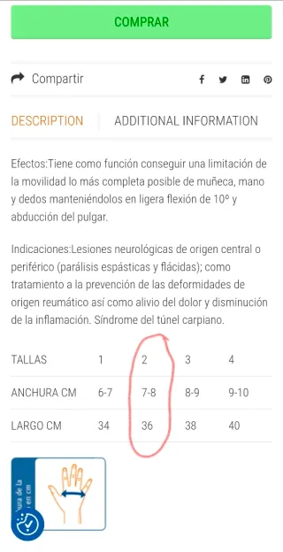 Férula mano izquierda