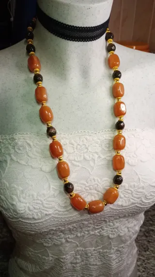 Collana pietre agata arancio e marrone