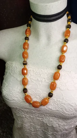 Collana pietre agata arancio e marrone