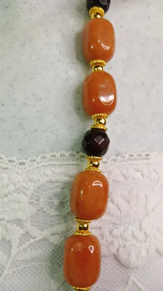 Collana pietre agata arancio e marrone