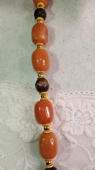 Collana pietre agata arancio e marrone