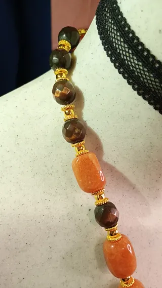 Collana pietre agata arancio e marrone